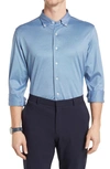 David Donahue Knit Oxford Dress Shirt In Ocean