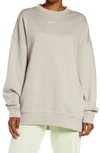 Nike Sportswear Collection Essentials Oversize Fleece Crew Sweatshirt In Cream Ii/ White