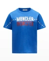 Moncler Kids' Girl's Double-logo T-shirt In Blue