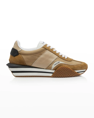 Tom Ford Men's James Colorblock Platform Low-top Sneakers In Beige