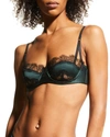 Kiki De Montparnasse Sensuel Lace-trim Underwire Balconette Bra In Forest