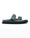 Rodd & Gunn Men's Palm Park Leather Slide Sandals In Bottle Green