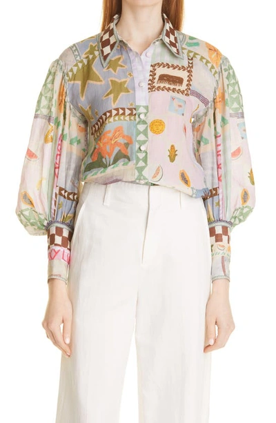 Alemais X Emma Gale Printed Ramie Shirt In Multicoloured