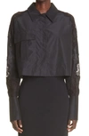 St John St. John Collection Lace Trim Cotton & Silk Faille Jacket In Black