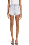 Alexander Wang Blue Printed Bite Logo Denim Shorts In Nude