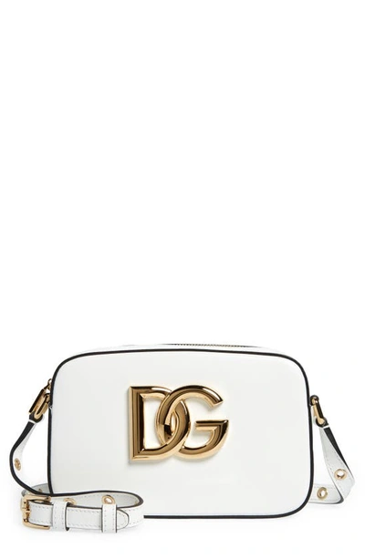Dolce & Gabbana 3.5 Leather Camera Crossbody Bag In Bianco Ottico