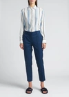Loro Piana Idelle Striped Button-down Silk Shirt In F3bc Fancy Nut Mi