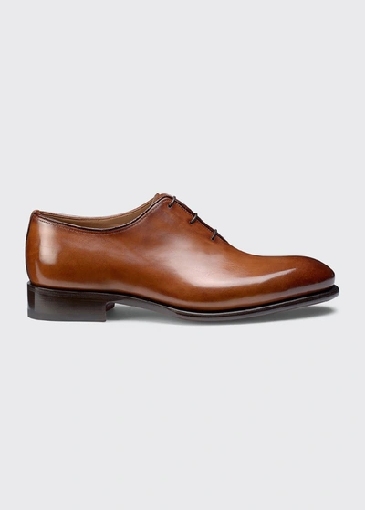 Santoni Men's People Burnished Leather Dress Oxfords In Light Brown