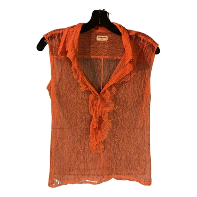 Pre-owned Chanel Lace Blouse In Orange
