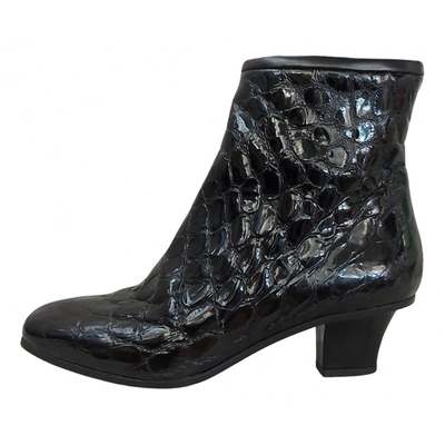 Pre-owned Acne Studios Patent Leather Ankle Boots In Black