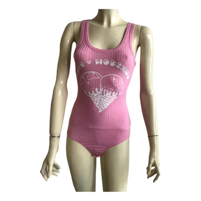 Pre-owned Moschino Love Jersey Top In Pink