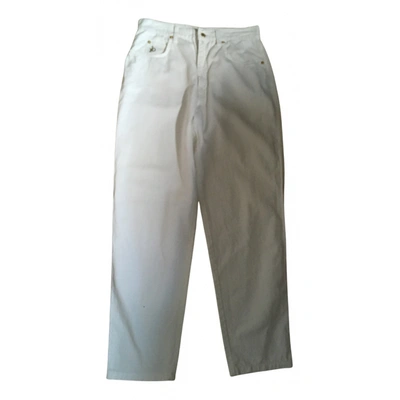 Pre-owned Roccobarocco Straight Jeans In White