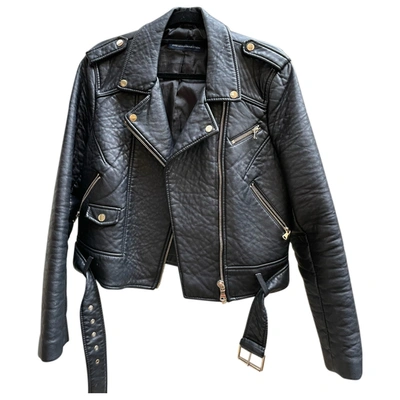 Pre-owned French Connection Vegan Leather Jacket In Black