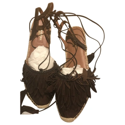 Pre-owned Aquazzura Espadrilles In Brown