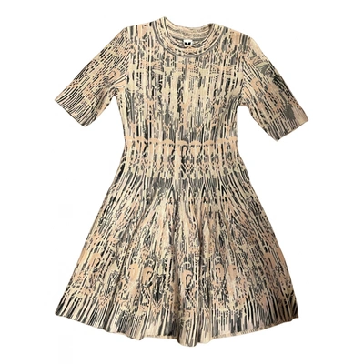 Pre-owned M Missoni Wool Mid-length Dress In Beige