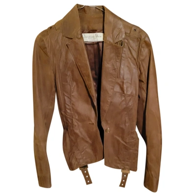 Pre-owned Dior Leather Blazer In Brown