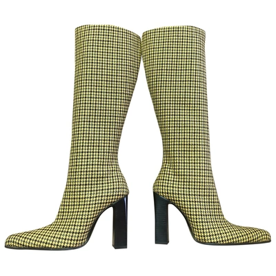 Pre-owned Balenciaga Tweed Boots In Yellow