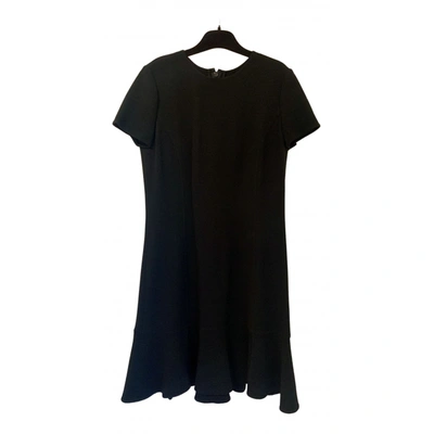 Pre-owned Oscar De La Renta Wool Mid-length Dress In Black