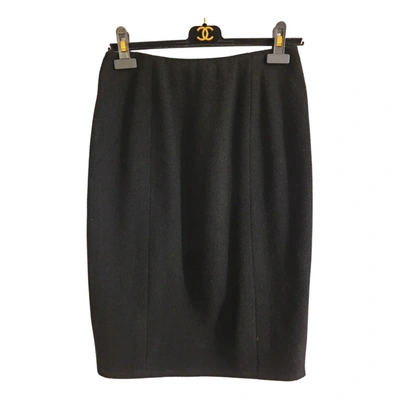 Pre-owned Chanel Wool Mid-length Skirt In Black