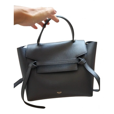 Pre-owned Celine Belt Leather Handbag In Black