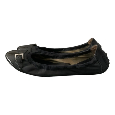 Pre-owned Tod's Leather Ballet Flats In Blue
