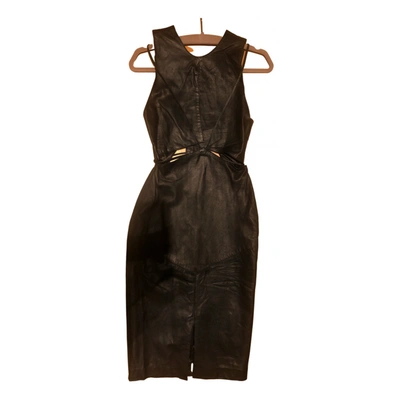 Pre-owned Asilio Leather Mid-length Dress In Black