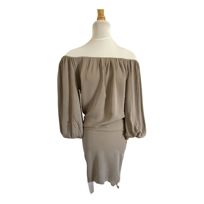 Pre-owned Saint Laurent Silk Mid-length Dress In Beige