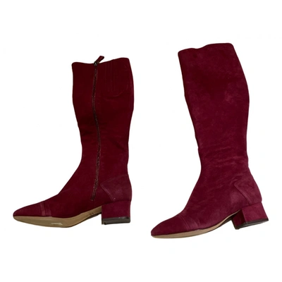 Pre-owned Alexandre Birman Leather Riding Boots In Burgundy