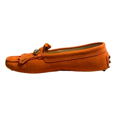 Pre-owned Tod's Gommino Leather Flats In Orange