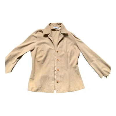 Pre-owned Pinko Leather Shirt In Beige