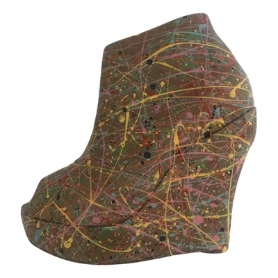 Pre-owned Jeffrey Campbell Leather Open Toe Boots In Multicolour