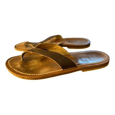 Pre-owned K.jacques Leather Flip Flops In Brown