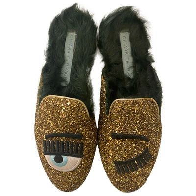 Pre-owned Chiara Ferragni Glitter Sandals In Gold
