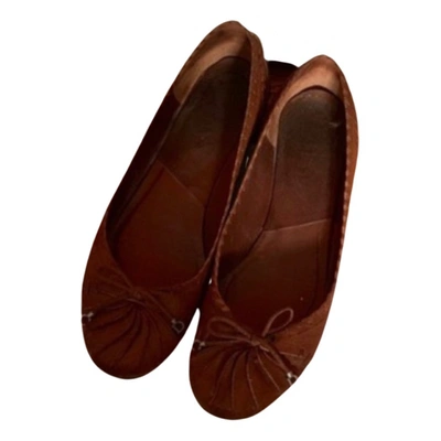 Pre-owned Dior Leather Ballet Flats In Brown