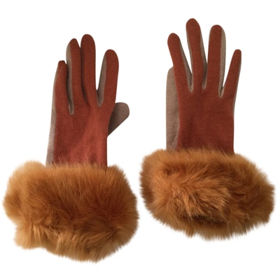 Pre-owned Bimba Y Lola Wool Gloves In Orange