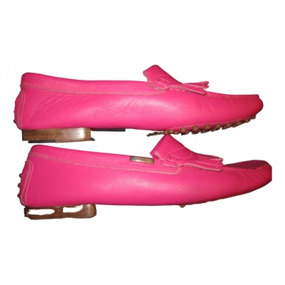 Pre-owned Escada Leather Flats In Pink