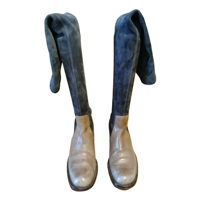 Pre-owned Brunello Cucinelli Riding Boots In Blue