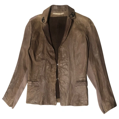 Pre-owned Roberto Cavalli Leather Short Vest In Brown