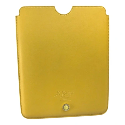 Pre-owned Bvlgari Leather Crossbody Bag In Yellow