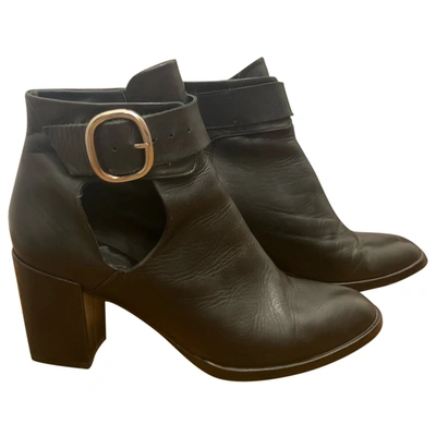 Pre-owned Maje Leather Ankle Boots In Black
