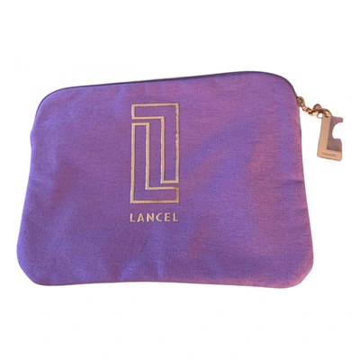 Pre-owned Lancel Cloth Clutch Bag In Purple