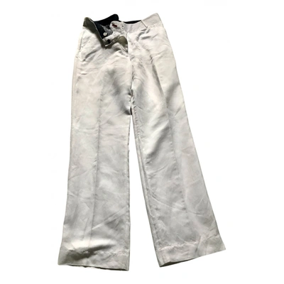 Pre-owned Tommy Hilfiger Linen Large Pants In White