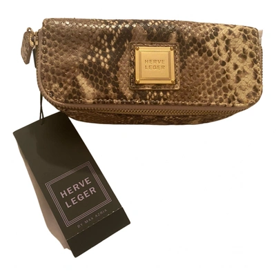 Pre-owned Herve Leger Leather Wallet In Brown