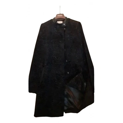 Pre-owned Fracomina Faux Fur Coat In Black