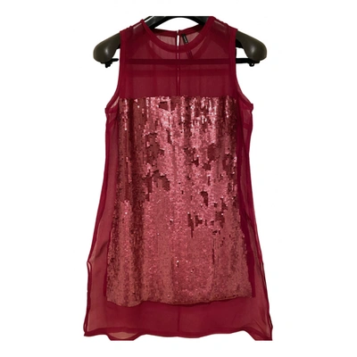 Pre-owned Liviana Conti Glitter Mini Dress In Burgundy