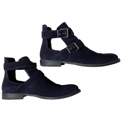 Pre-owned Burberry Ankle Boots In Blue