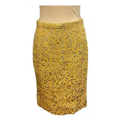 Pre-owned Dolce & Gabbana Silk Mid-length Skirt In Yellow