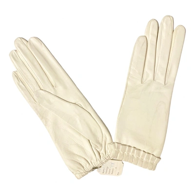 Pre-owned Dior Leather Gloves In White