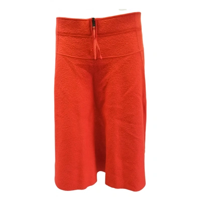 Pre-owned Marc Cain Wool Mid-length Skirt In Red