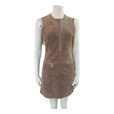 Pre-owned Oakwood Leather Mini Dress In Beige